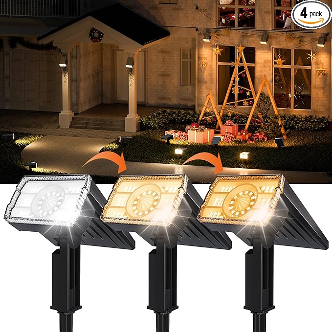 Solar Spotlights Outdoor Waterproof IP67,4 Pack